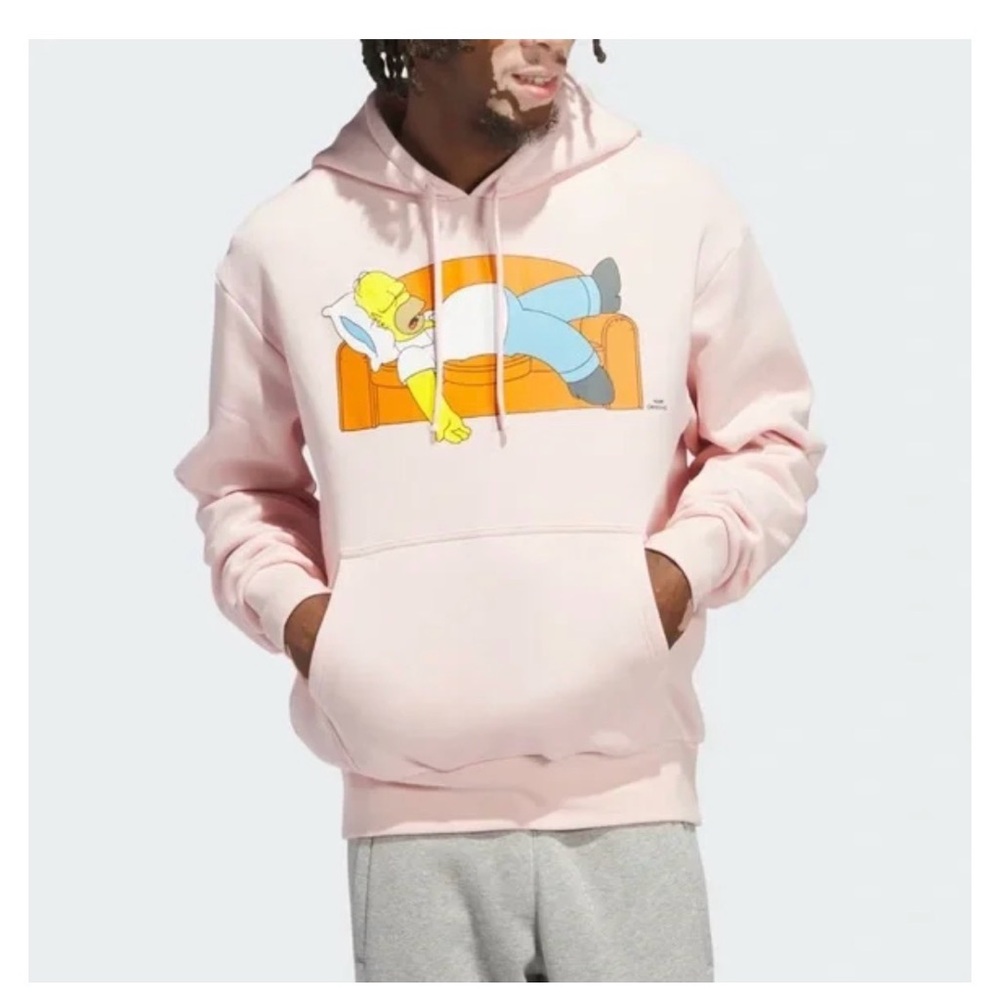 Adidas x The Simpsons Couch Homer Light Pink Hoodie size S NWOT